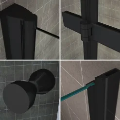 Saniverre Porte de douche pliante MONABLACK H.195 largeur réglable 92 à 96 cm verre transparent -