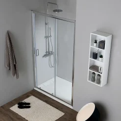 Kiamami Valentina Porte de douche pour niche 130 cm verre clair réversible - new giada* Porte De Douche