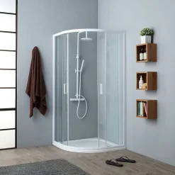 Kiamami Valentina Porte De Douche Semi-Circulaire Avec Profilés Blancs 80X80 Cm - Venere* Porte De Douche