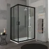 Kiamami Valentina Porte De Douche 80X100 H 190 Profilé Noir Mat Verre Clair - City* Porte De Douche
