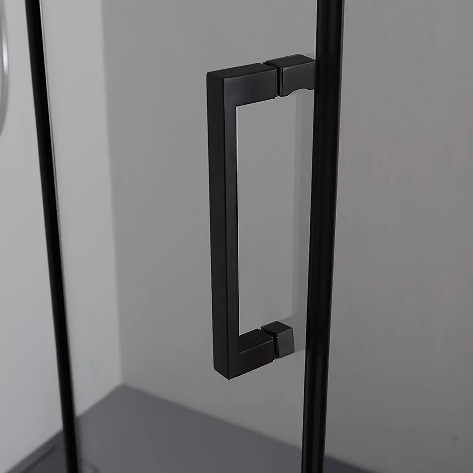 Kiamami Valentina Porte De Douche 80X100 Noire Mate Réversible Avec Deux Portes Battantes En Verre - London* Porte De Douche