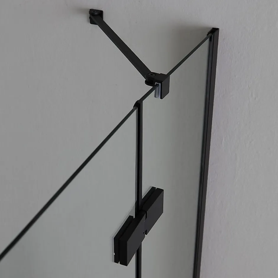 Kiamami Valentina Porte De Douche 80X100 Noire Mate Réversible Avec Deux Portes Battantes En Verre - London* Porte De Douche
