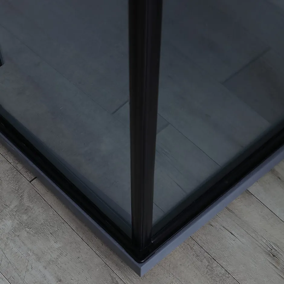 Kiamami Valentina Porte De Douche 80X100 Noire Mate Réversible Avec Deux Portes Battantes En Verre - London* Porte De Douche