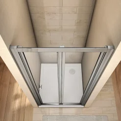 AICA Sanitaire Porte de douche 80x185cm en verre trempé porte de douche pliante vers l'intérieur installation en niche