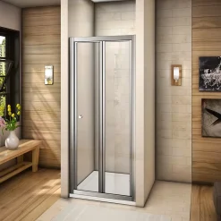 AICA Sanitaire Porte de douche 100x185cm en verre trempé porte de douche pliante vers l'intérieur installation en niche