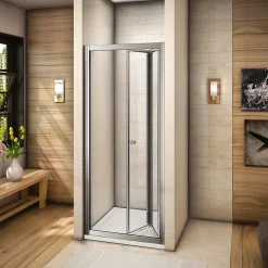 AICA Sanitaire Porte de douche 100x185cm en verre trempé porte de douche pliante vers l'intérieur installation en niche