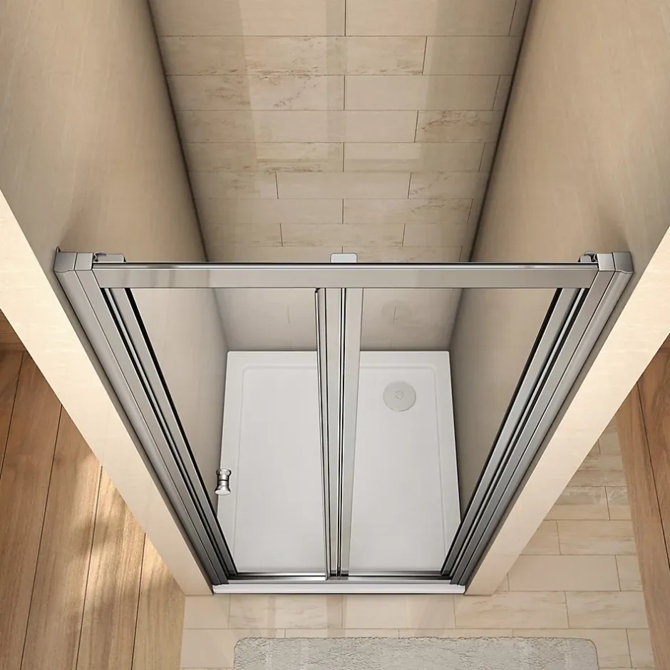 AICA Sanitaire Porte de douche 100x185cm en verre trempé porte de douche pliante vers l'intérieur installation en niche