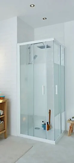 Cooke & Lewis Portes de douche angle droit Onega sérigraphié 80 x 80 cm