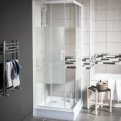 Cooke & Lewis Portes de douche angle droit Onega sérigraphié 70 x 70 cm