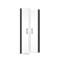 Schulte Portes de douche battantes l.90 x H.192 cm, verre transparent anticalcaire, profilé noir mat, NewStyle* Porte De Douche