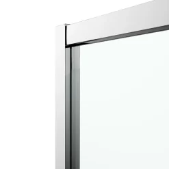 GoodHome Portes de douche coulissantes accès d'angle quart de cercle l.80 x L.80 x H.195 cm, verre transparent, profilés alu chrome, Ledava