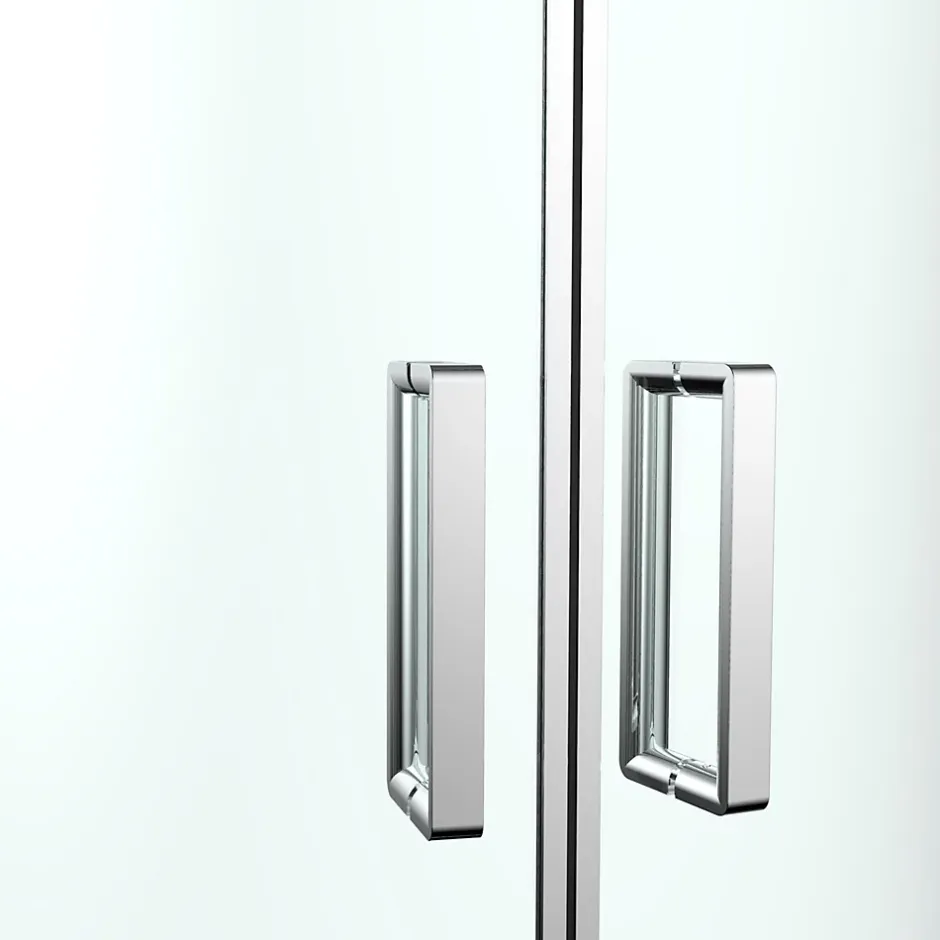 GoodHome Portes de douche coulissantes accès d'angle quart de cercle l.90 x L.90 x H.195 cm, verre transparent, profilés alu chrome, Ledava* Porte De Douche