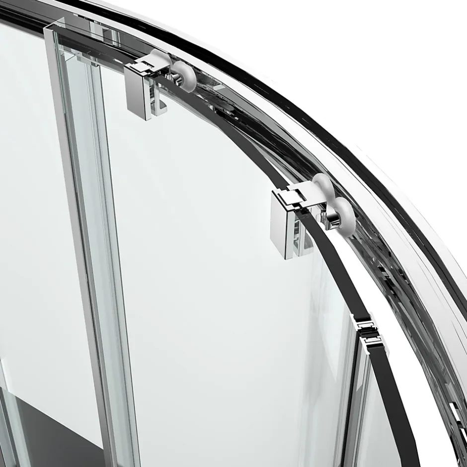 GoodHome Portes de douche coulissantes accès d'angle quart de cercle l.90 x L.90 x H.195 cm, verre transparent, profilés alu chrome, Ledava* Porte De Douche