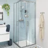 GoodHome Portes de douche coulissantes accès d'angle l.90 x L.90 x H.195 cm, verre transparent, profilés alu chrome, Ledava