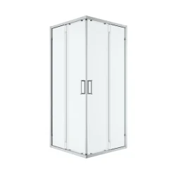 GoodHome Portes de douche coulissantes accès d'angle l.90 x L.90 x H.195 cm, verre transparent, profilés alu chrome, Ledava