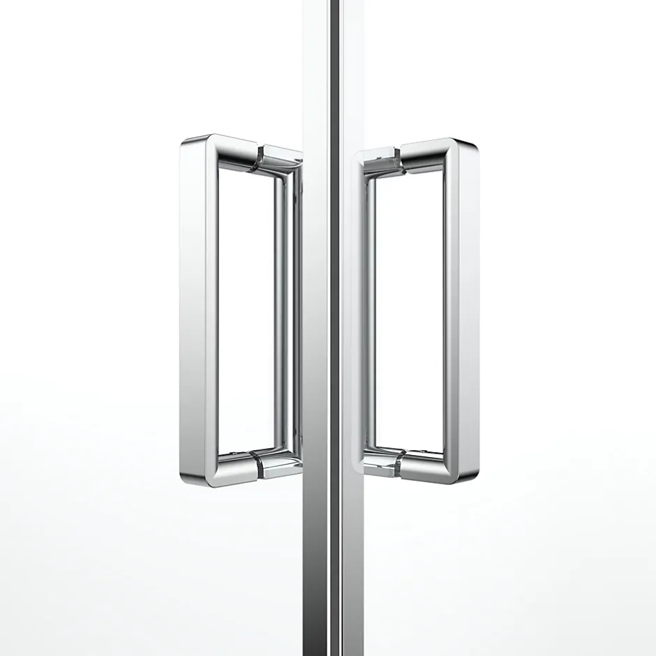 GoodHome Portes de douche coulissantes accès d'angle l.90 x L.90 x H.195 cm, verre transparent, profilés alu chrome, Ledava