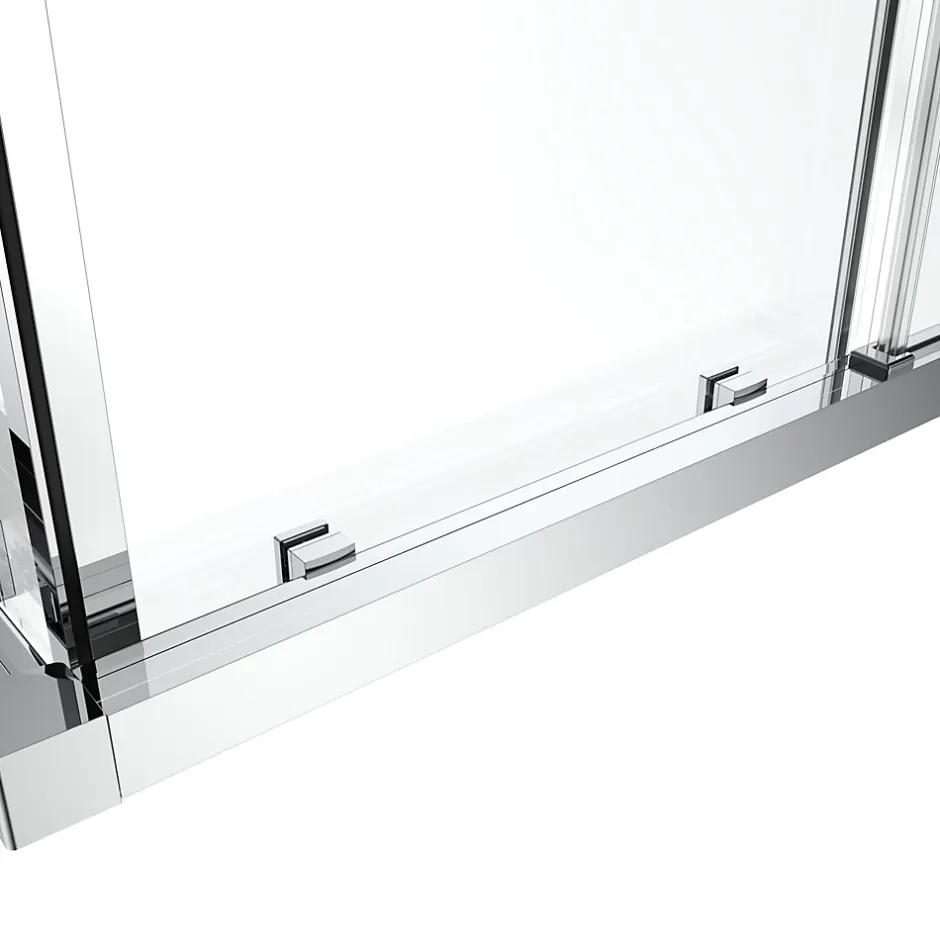 GoodHome Portes de douche coulissantes accès d'angle l.90 x L.90 x H.195 cm, verre transparent, profilés alu chrome, Ledava