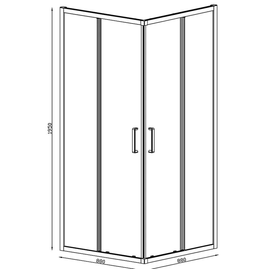 GoodHome Portes de douche coulissantes accès d'angle l.90 x L.90 x H.195 cm, verre transparent, profilés alu chrome, Ledava