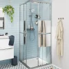 GoodHome Portes de douche coulissantes accès d'angle l.80 x L.80 x H.195 cm, bandes miroir, profilés alu chrome, Ledava* Porte De Douche