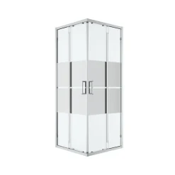GoodHome Portes de douche coulissantes accès d'angle l.80 x L.80 x H.195 cm, bandes miroir, profilés alu chrome, Ledava* Porte De Douche