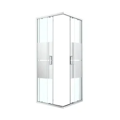 GoodHome Portes de douche coulissantes accès d'angle l.80 x L.80 x H.195 cm, bandes miroir, profilés alu chrome, Ledava* Porte De Douche