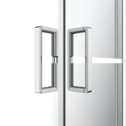 GoodHome Portes de douche coulissantes accès d'angle l.80 x L.80 x H.195 cm, bandes miroir, profilés alu chrome, Ledava* Porte De Douche