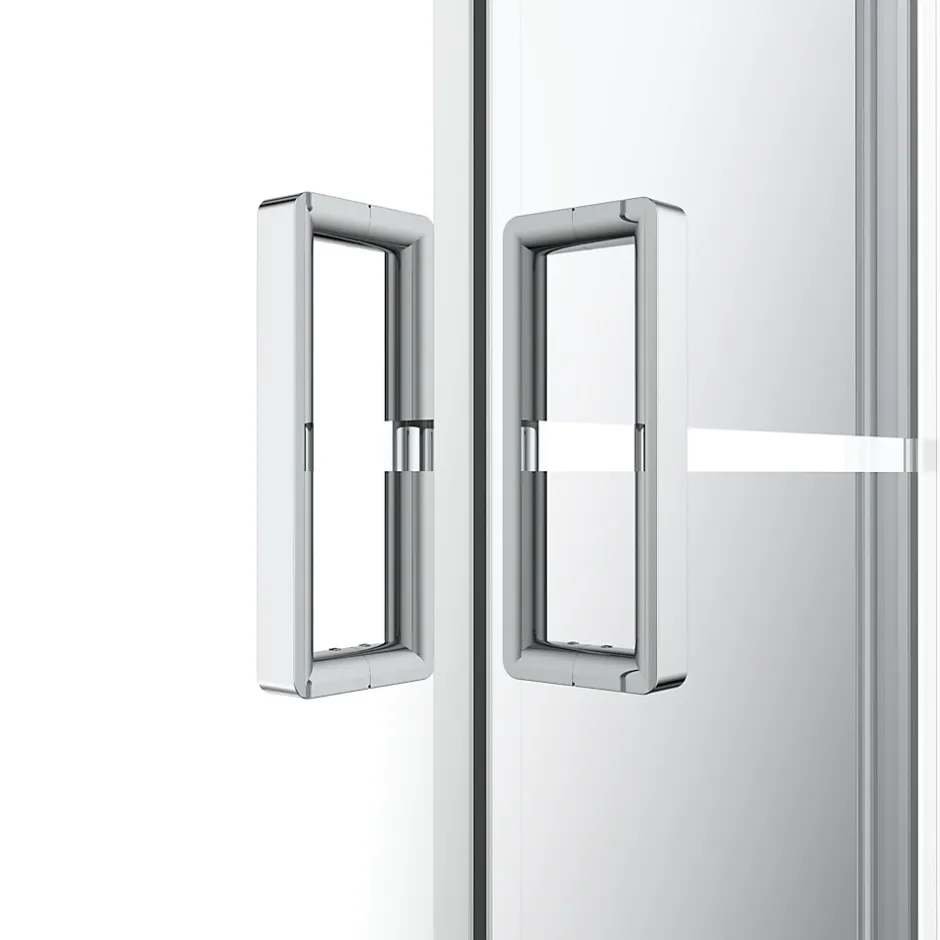 GoodHome Portes de douche coulissantes accès d'angle l.80 x L.80 x H.195 cm, bandes miroir, profilés alu chrome, Ledava* Porte De Douche