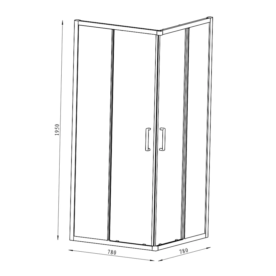 GoodHome Portes de douche coulissantes accès d'angle l.80 x L.80 x H.195 cm, bandes miroir, profilés alu chrome, Ledava* Porte De Douche