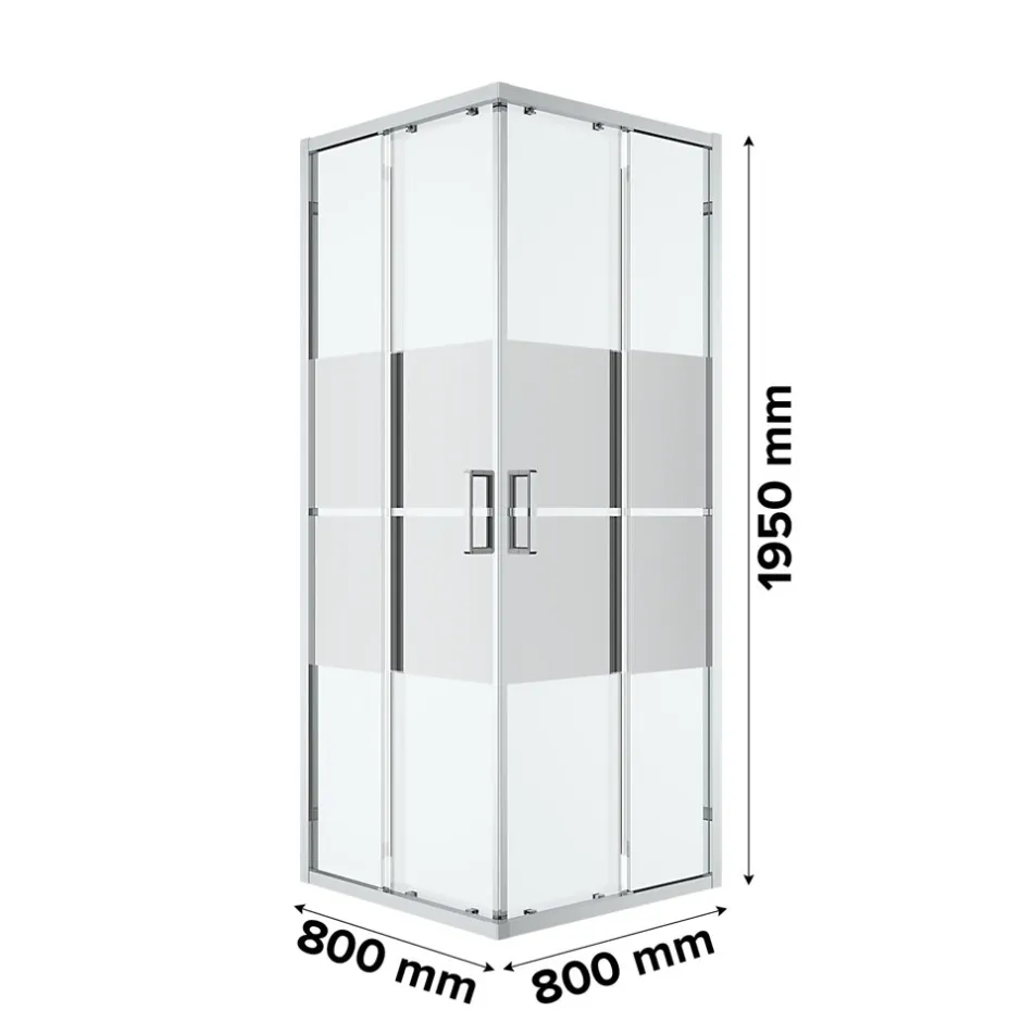 GoodHome Portes de douche coulissantes accès d'angle l.80 x L.80 x H.195 cm, bandes miroir, profilés alu chrome, Ledava* Porte De Douche