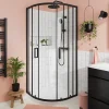 GoodHome Portes de douche coulissantes accès d'angle quart de cercle l.90 x L.90 x H.195 cm, verre transparent, profilés alu noir, Ledava