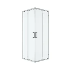 GoodHome Portes de douche coulissantes accès d'angle l.80 x L.80 x H.195 cm, verre transparent, profilés alu chrome, Ledava