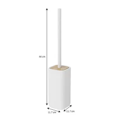 GoodHome Pot à balai WC en céramique et bambou, blanc, Cervia
