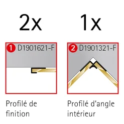 Schulte Profilé de finition + 1 profilé d'angle intérieur pour Panneau mural Décodesign, blanc vendu par 2* Panneau Mural De Salle De Bains