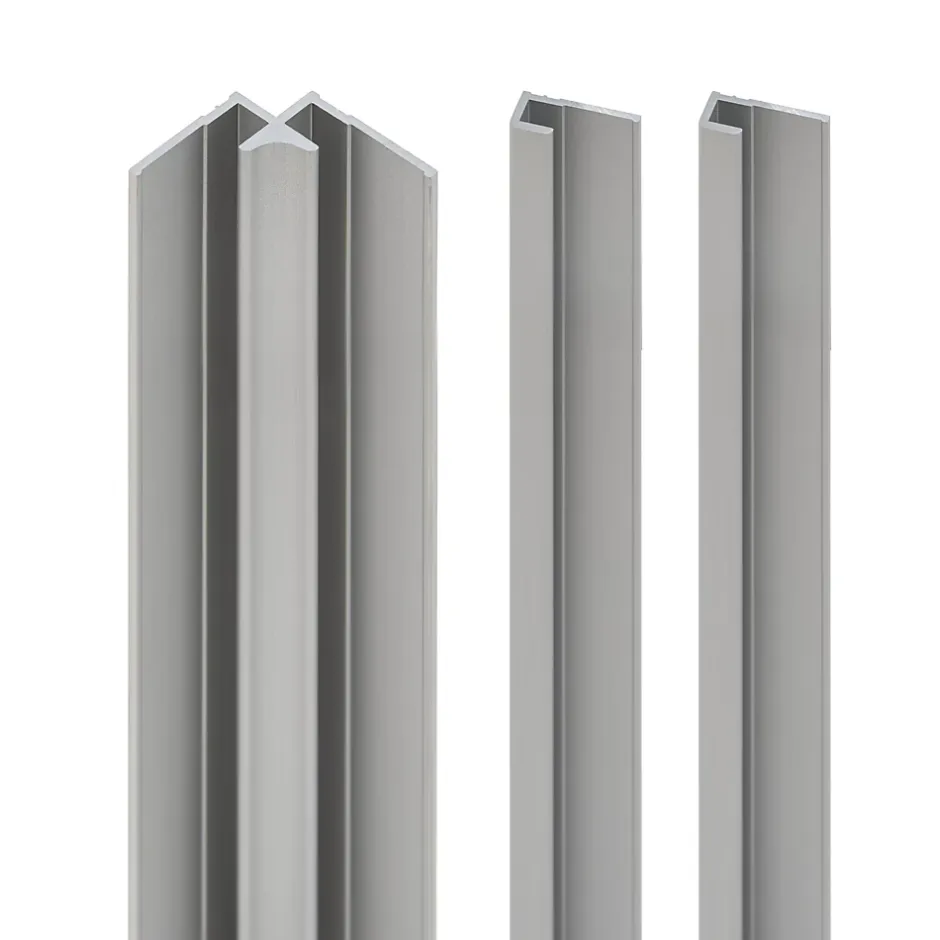 Schulte Profilé de fintion + 1 profilé d'angle intérieur H.255 x l.2,3 cm, aluminium, argent, Deco Design vendu par 2