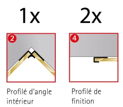 Schulte Profilé de fintion + 1 profilé d'angle intérieur H.255 x l.2,3 cm, aluminium, chrome, Deco Design vendu par 2* Panneau Mural De Salle De Bains
