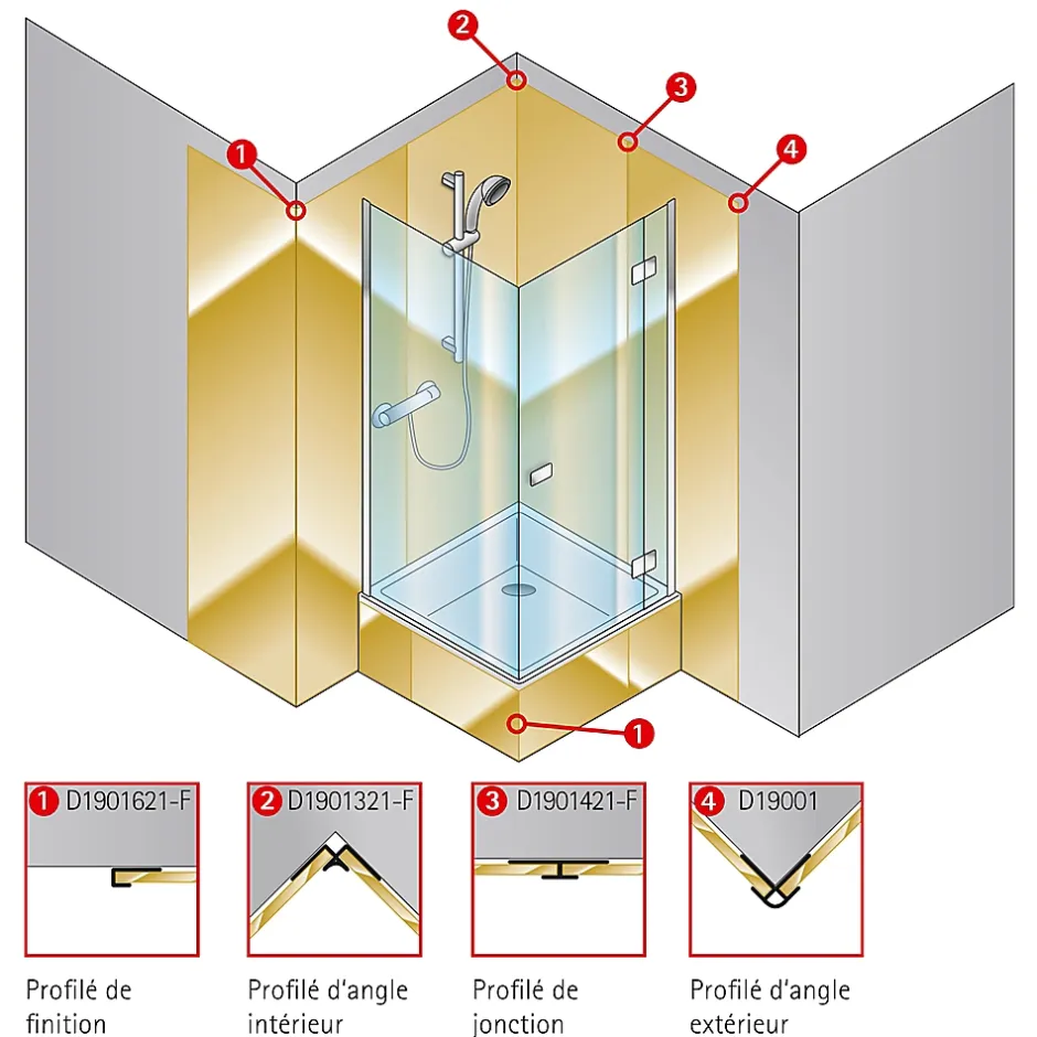 Schulte Profilé de jonction pour panneaux muraux DécoDesign, alu argenté
