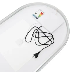Naturel Project 60x120 cm miroir suspendu ovale avec éclairage LED 3 couleurs, film chauffant anti-buée et capteur (ZPROV12060LED)* Miroir Lumineux