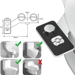 Nature Pro Pulvérisateur bidet non électrique, double buses autonettoyantes, nettoyage avant/arrière, bouton réglable eau froide.