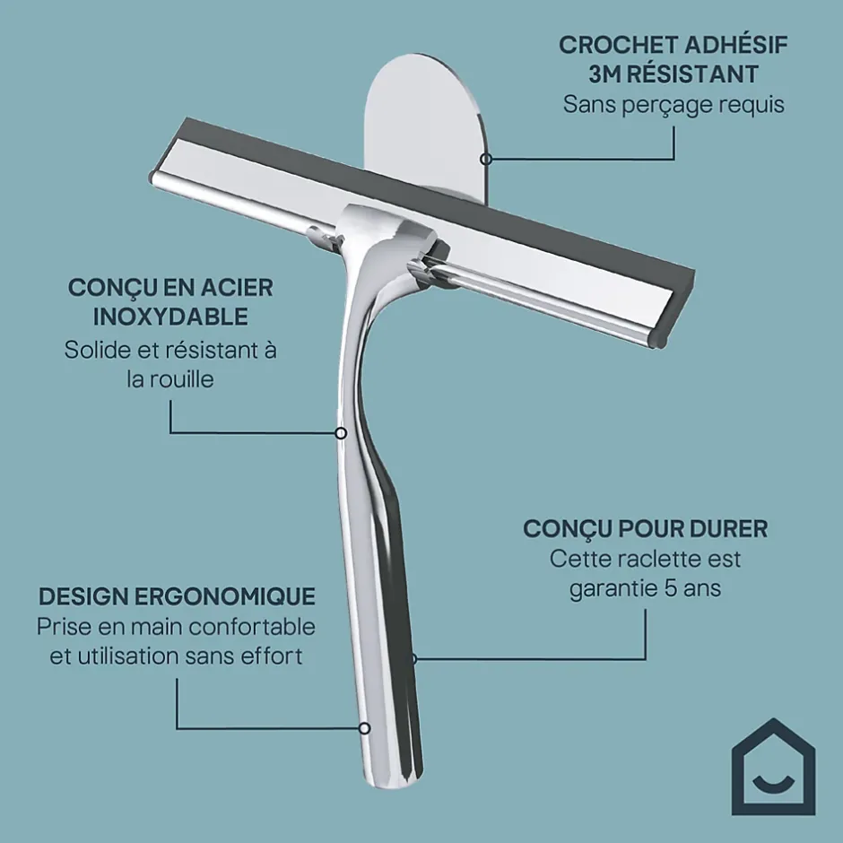 GoodHome Raclette de douche + support chromé Cavally* Accessoire De Douche|Accessoire De Douche