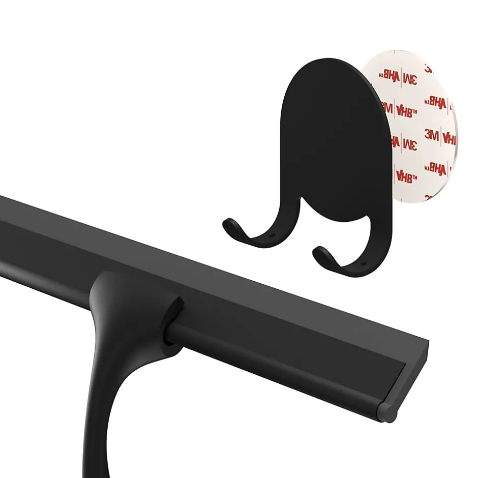 GoodHome Raclette de douche + support noir Cavally