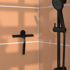 GoodHome Raclette de douche + support noir Cavally