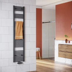 Sirhona Radiateur à eau chaude Salle de bain Sèche-serviettes 1800x400x30mm - Vertical -Gris