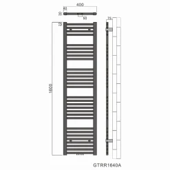 Sirhona Radiateur à eau chaude Salle de bain Sèche-serviettes 1600x400x30mm - Vertical - Gris