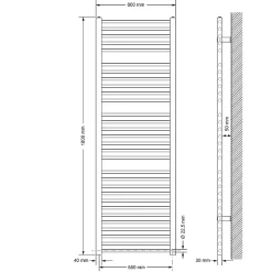 ECD Germany Radiateur avec Element Chauffant Electrique 1200W