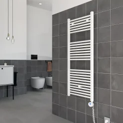 Kiamami Valentina Radiateur De Salle De Bain Avec Thermostat Réglable 60X180 Blanc* Sèche-Serviettes Électrique