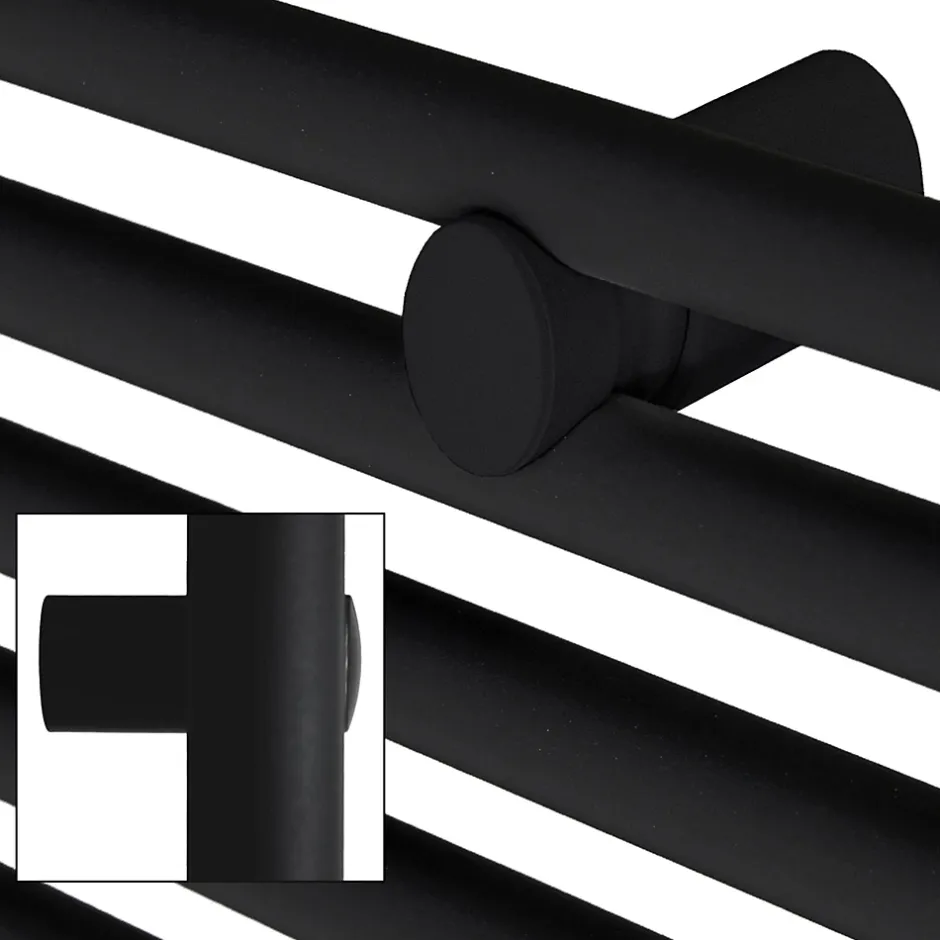 Luxebath Radiateur de Salle de Bain Design Sahara, 300 x 800 mm, Noir Mat, Forme Droite* Sèche-Serviettes Mixte