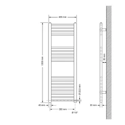 Luxebath Radiateur de Salle de Bain Design Sahara, 400 x 1200 mm, Noir Mat, Forme Droite* Sèche-Serviettes Mixte