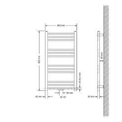 Luxebath Radiateur de Salle de Bain Design Sahara, 500 x 800 mm, Blanc, Forme Droit* Sèche-Serviettes Mixte