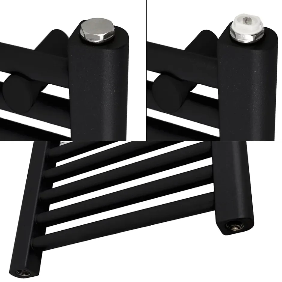 Luxebath Radiateur de Salle de Bain Design Sahara, 400x1200 mm, Noir Mat, Forme Courbé