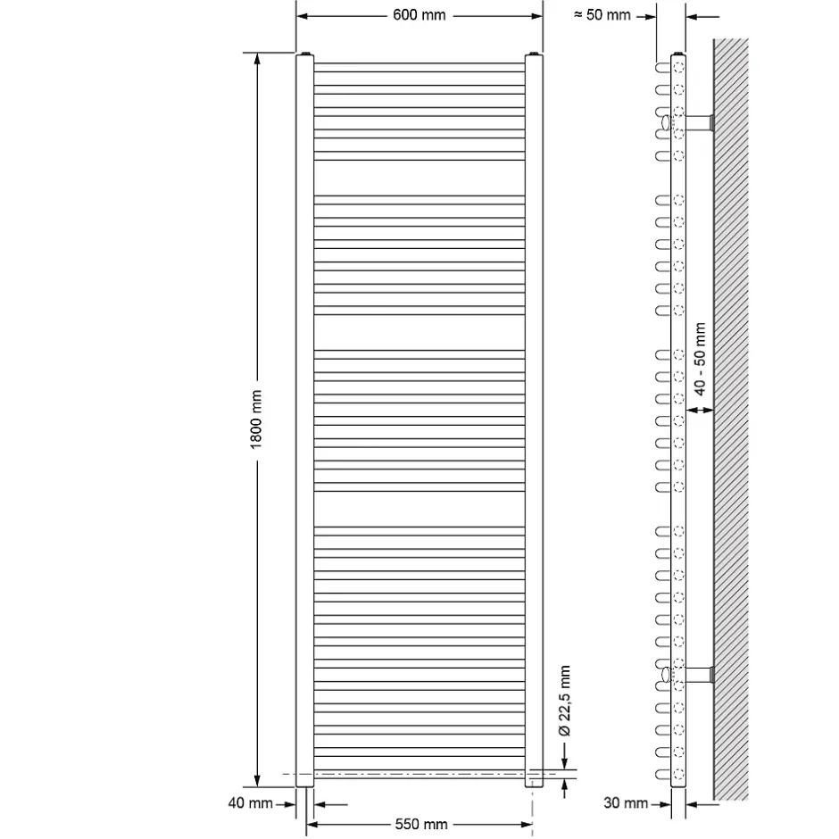 ECD Germany Radiateur Electrique avec Element Chauffant 1200W - 600x1800 mm